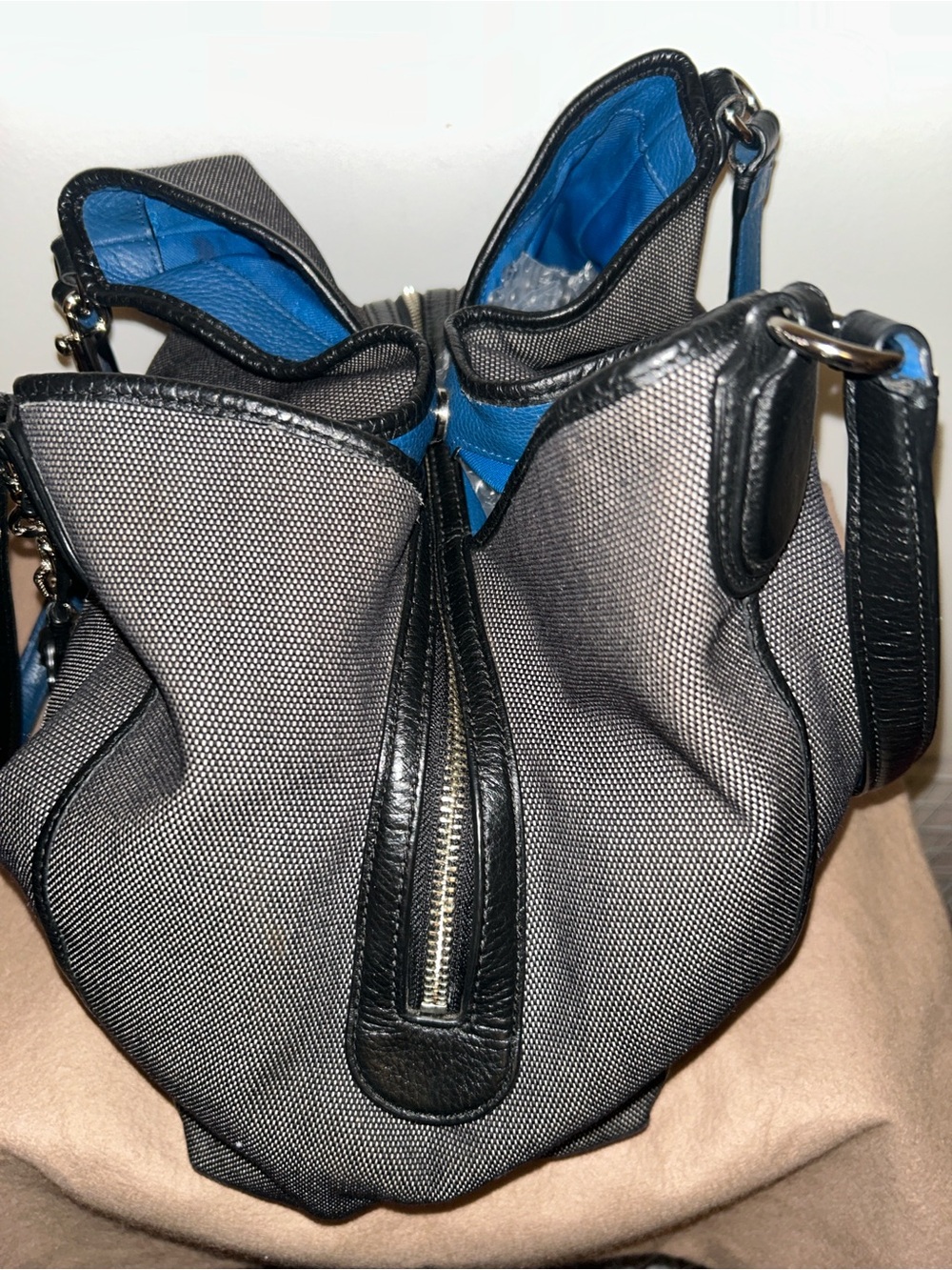 Coach Edie 31 Black & Blue Needlepoint Canvas Horse & Carriage Shoulder Bag
EUC - Picture 5 of 16